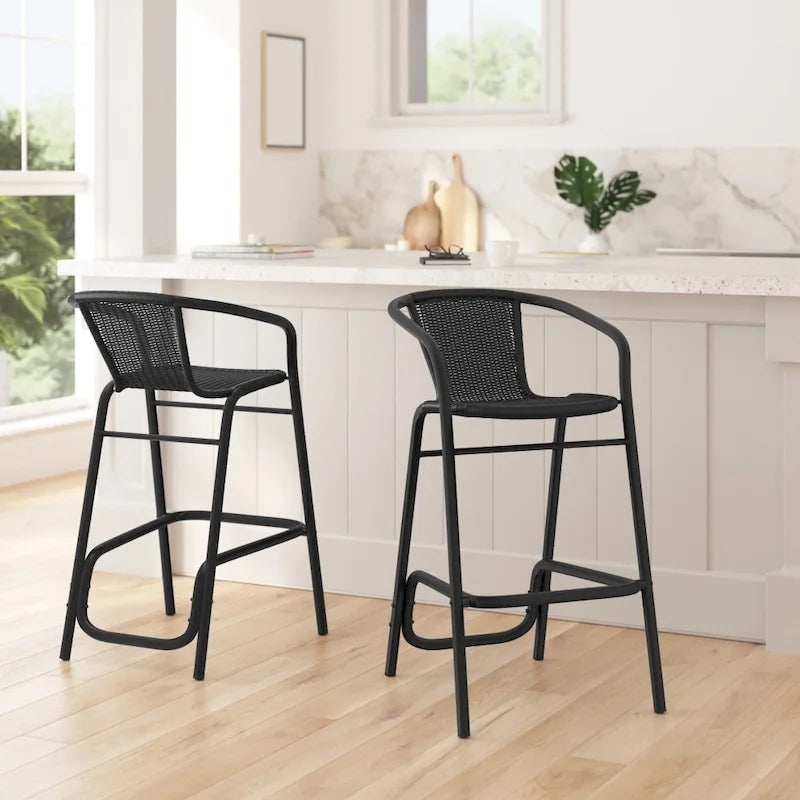 Tabourets de bar en rotin intérieur/extérieur, lot de 2
