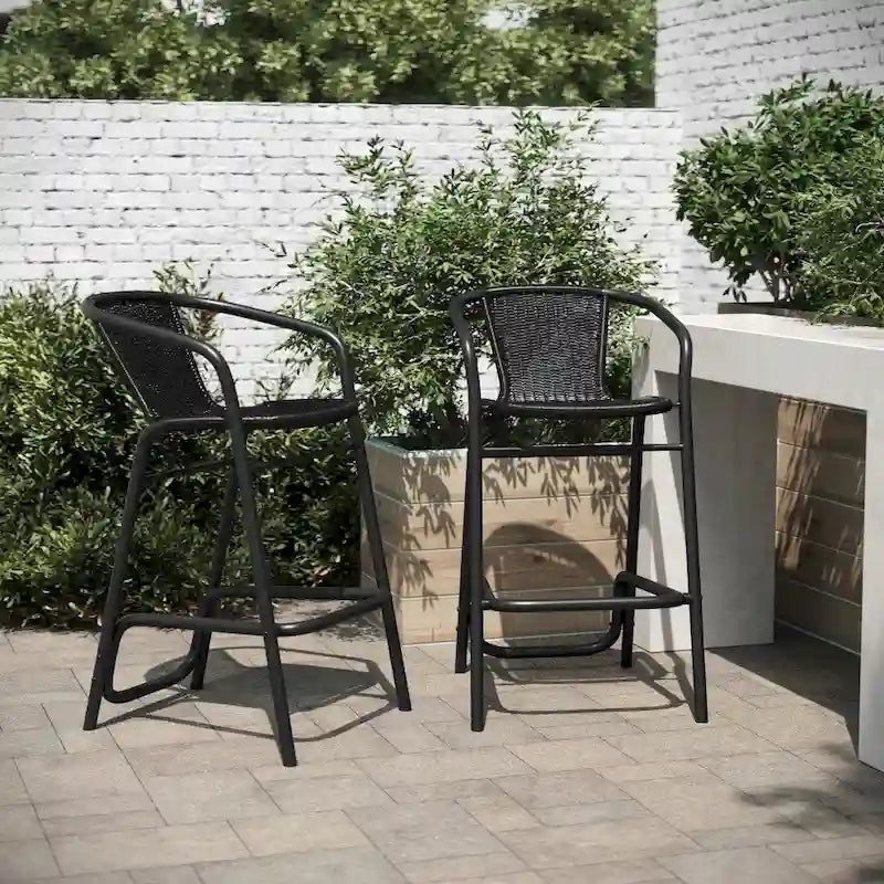 Tabourets de bar en rotin intérieur/extérieur, lot de 2