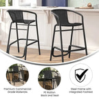 Tabourets de bar en rotin intérieur/extérieur, lot de 2