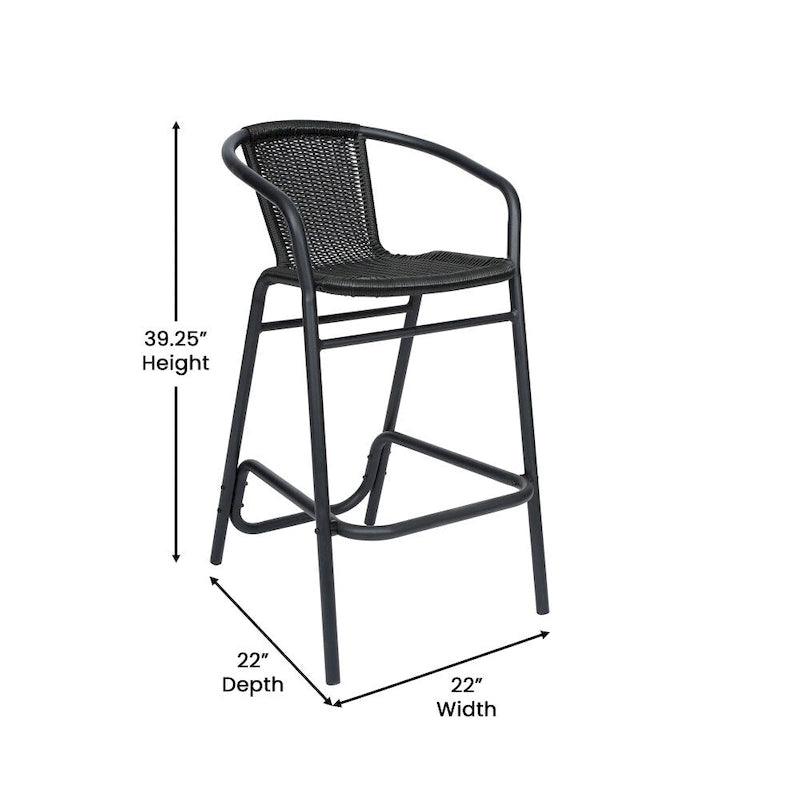 Tabourets de bar en rotin intérieur/extérieur, lot de 2