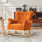 Fauteuil à bascule à dossier haut avec revêtement en velours