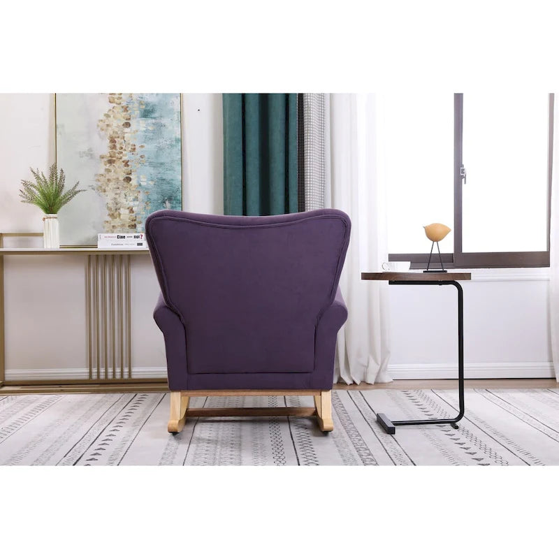 Fauteuil à bascule à dossier haut avec revêtement en velours