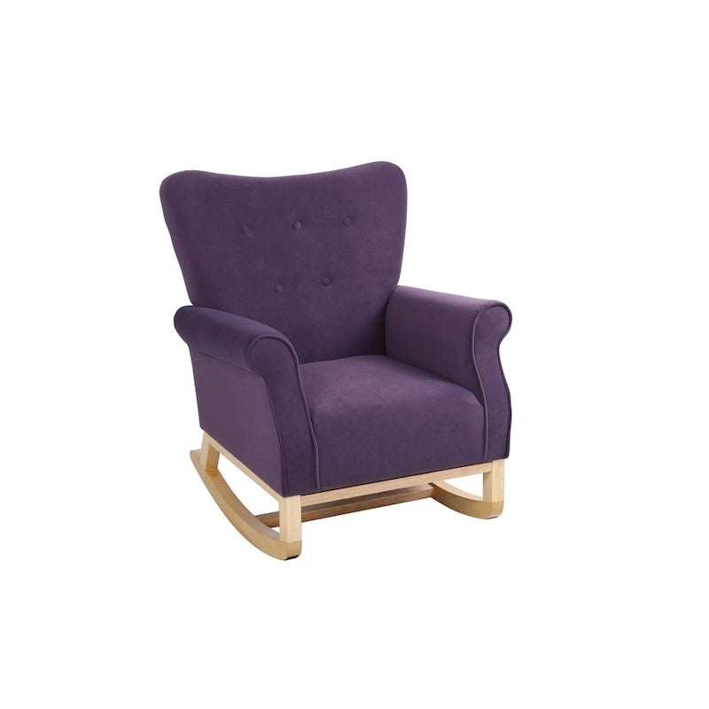 Fauteuil à bascule à dossier haut avec revêtement en velours