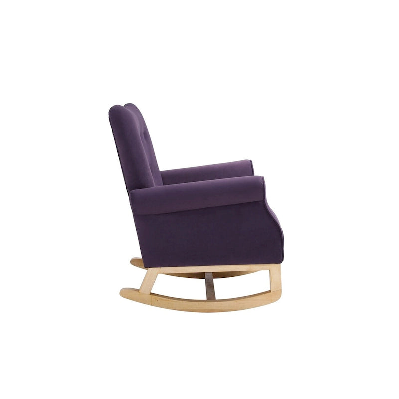 Fauteuil à bascule à dossier haut avec revêtement en velours