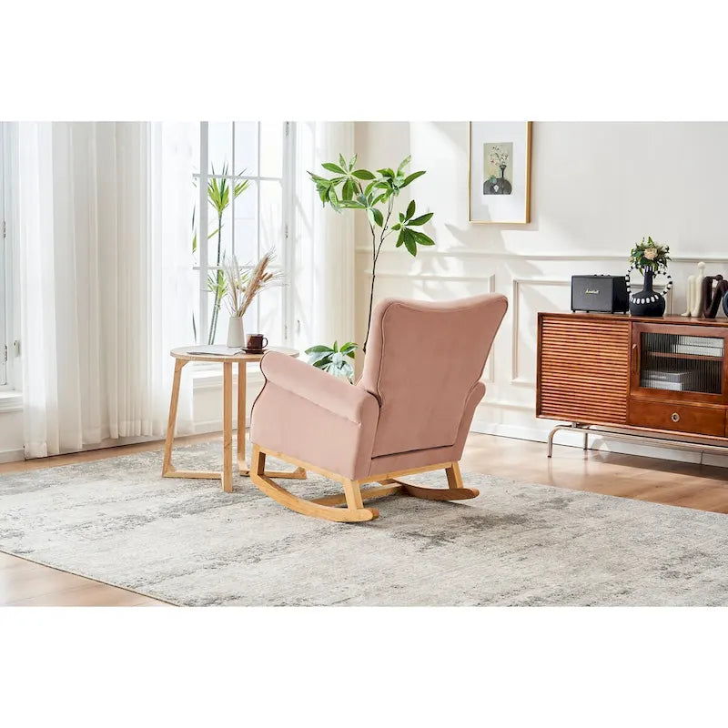 Fauteuil à bascule à dossier haut avec revêtement en velours