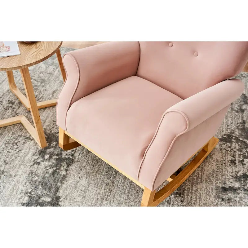 Fauteuil à bascule à dossier haut avec revêtement en velours