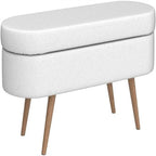 Banc de rangement capitonné avec pieds en bois