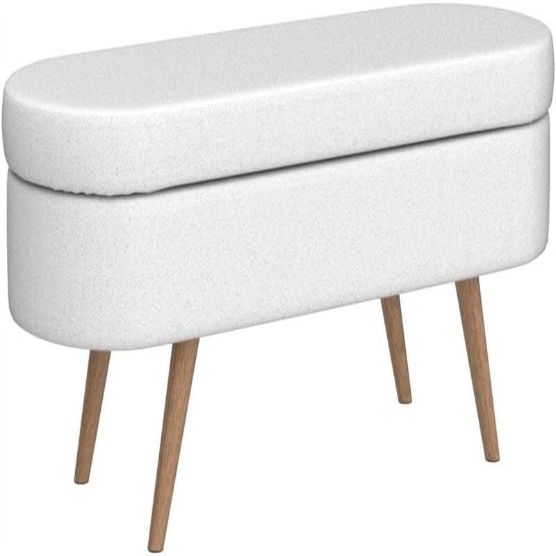 Banc de rangement capitonné avec pieds en bois