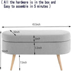 Banc de rangement capitonné avec pieds en bois