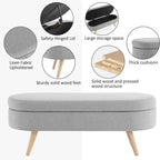 Banc de rangement capitonné avec pieds en bois