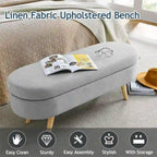 Banc de rangement capitonné avec pieds en bois