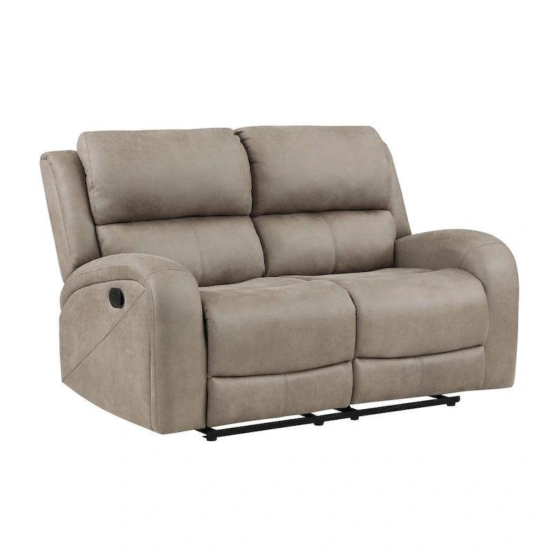 Causeuse inclinable manuelle double en microfibre marron