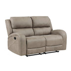 Causeuse inclinable manuelle double en microfibre marron