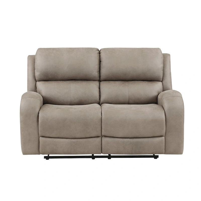 Causeuse inclinable manuelle double en microfibre marron