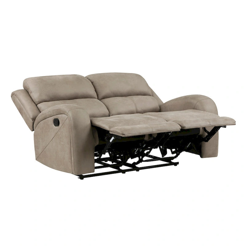 Causeuse inclinable manuelle double en microfibre marron