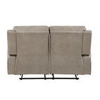 Causeuse inclinable manuelle double en microfibre marron