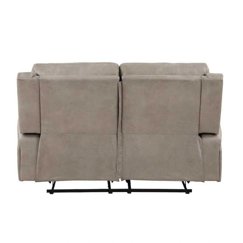 Causeuse inclinable manuelle double en microfibre marron