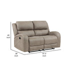 Causeuse inclinable manuelle double en microfibre marron