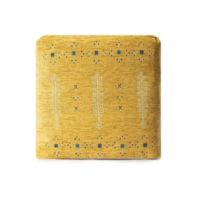 Pouf Ottoman abstrait jaune de 45 cm