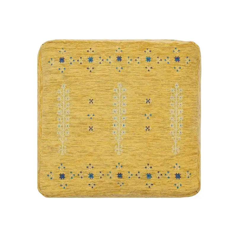 Pouf Ottoman abstrait jaune de 45 cm
