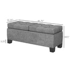 Banc ottoman de rangement capitonné de 117 cm avec cadre en acier