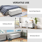 Banc ottoman de rangement capitonné de 117 cm avec cadre en acier