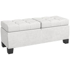 Banc ottoman de rangement capitonné de 117 cm avec cadre en acier