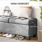 Banc ottoman de rangement capitonné de 117 cm avec cadre en acier
