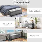 Banc ottoman de rangement capitonné de 117 cm avec cadre en acier