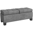 Banc ottoman de rangement capitonné de 117 cm avec cadre en acier