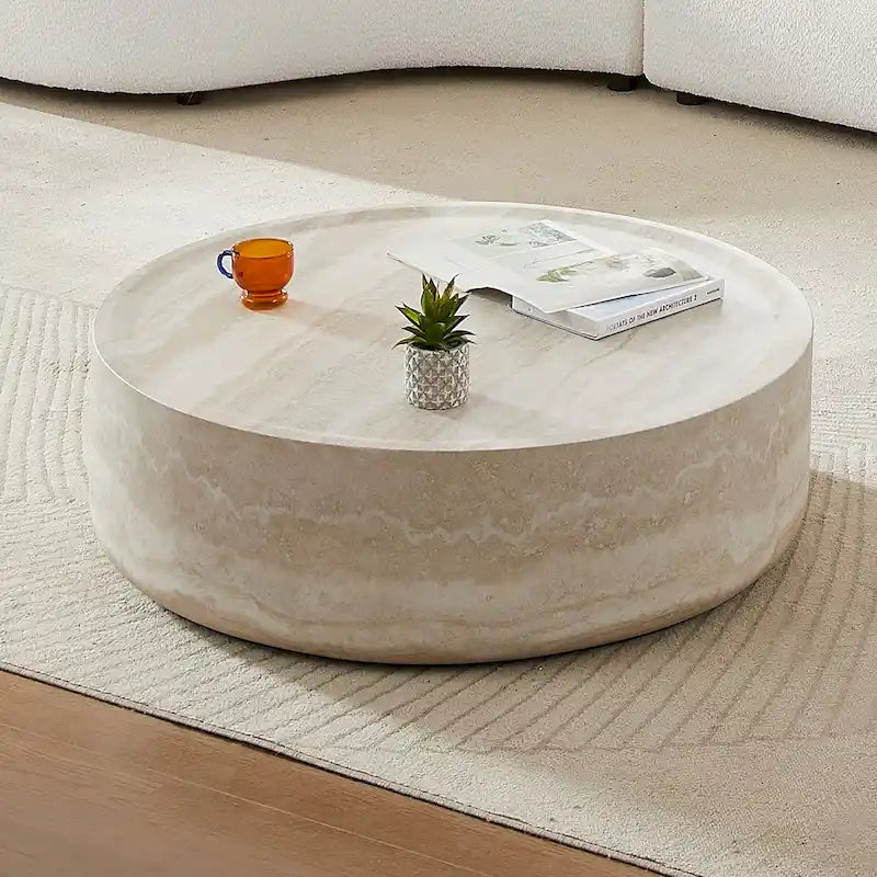 Table basse ronde en fibre de verre de 31,49" – Aucun assemblage requis