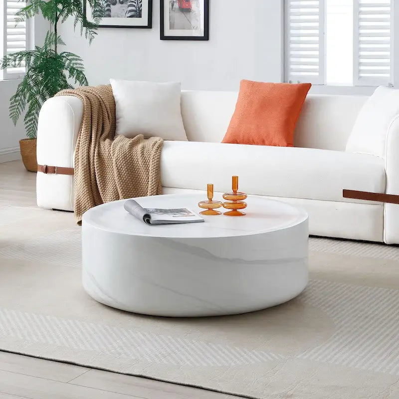 Table basse ronde en fibre de verre de 31,49" – Aucun assemblage requis