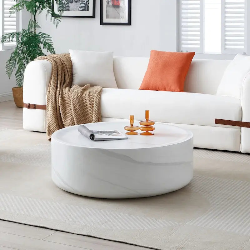 Table basse ronde en fibre de verre de 31,49" – Aucun assemblage requis