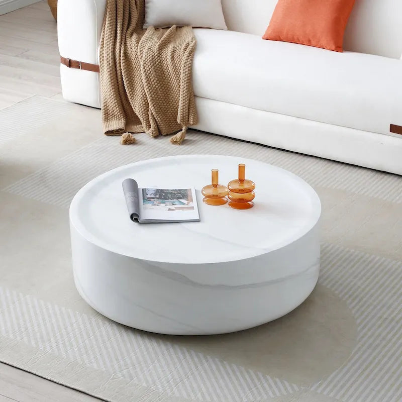 Table basse ronde en fibre de verre de 31,49" – Aucun assemblage requis
