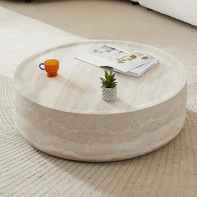 Table basse ronde en fibre de verre de 31,49" – Aucun assemblage requis