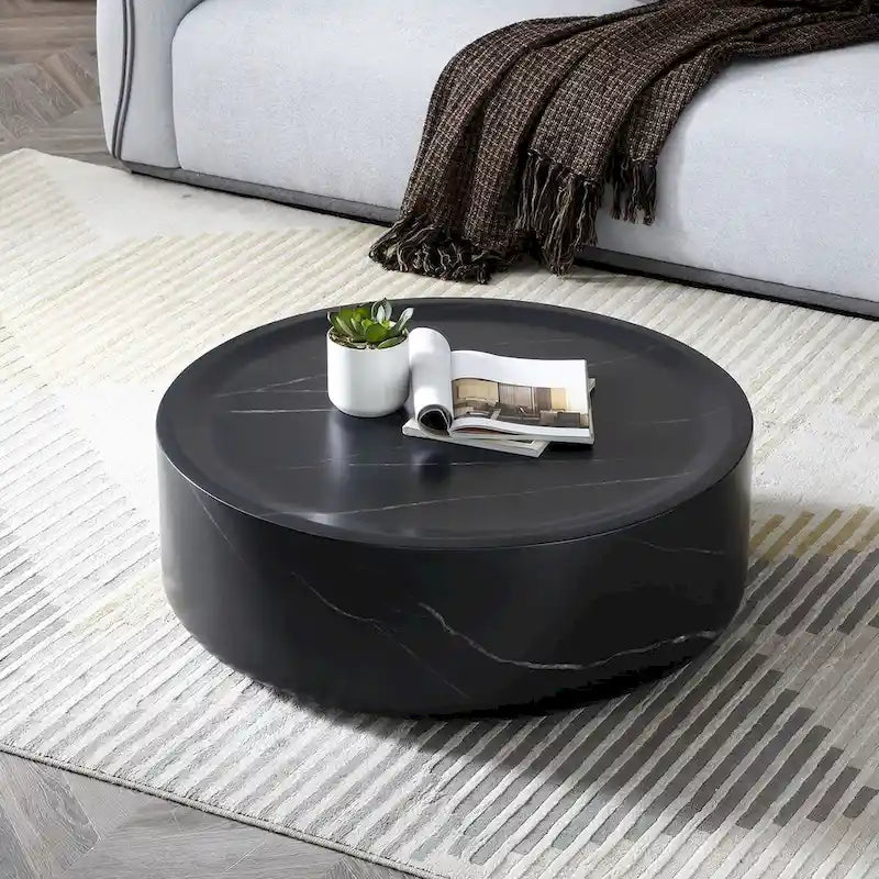 Table basse ronde en fibre de verre de 31,49" – Aucun assemblage requis