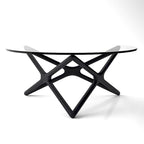 Table basse en bois massif avec plateau en verre trempé