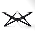Table basse en bois massif avec plateau en verre trempé