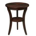 Table d'appoint ronde avec étagère ouverte - Table d'appoint compacte pour salon et chambre à coucher (Espresso)