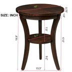 Table d'appoint ronde avec étagère ouverte - Table d'appoint compacte pour salon et chambre à coucher (Espresso)