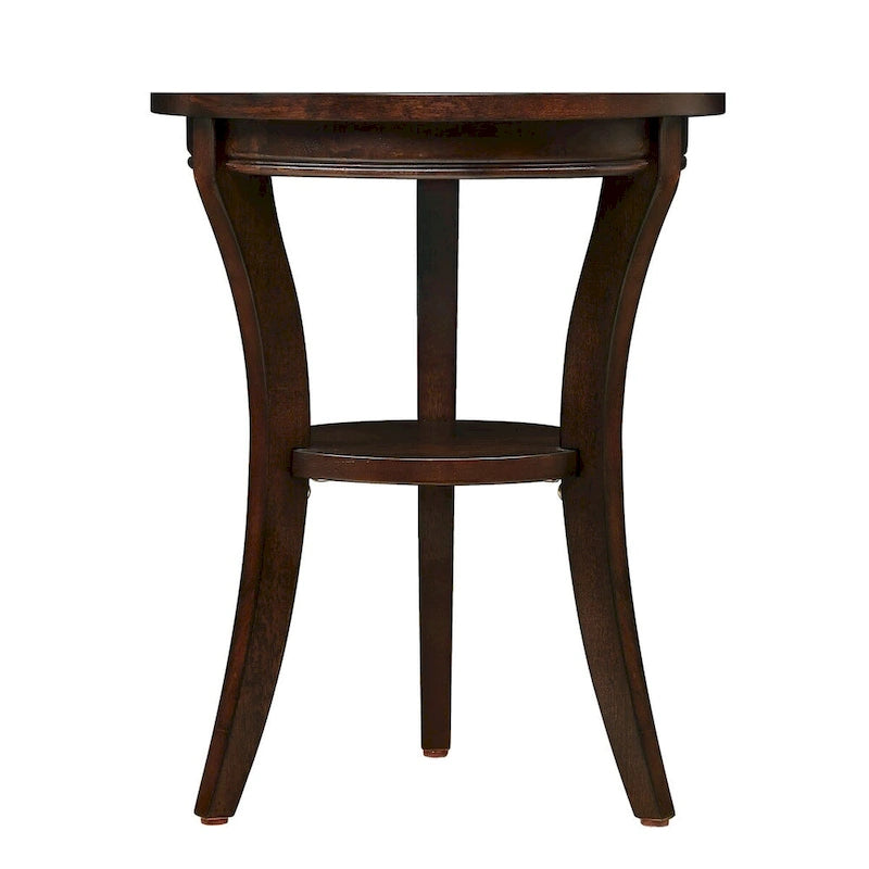 Table d'appoint ronde avec étagère ouverte - Table d'appoint compacte pour salon et chambre à coucher (Espresso)