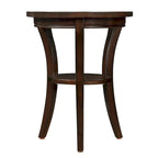 Table d'appoint ronde avec étagère ouverte - Table d'appoint compacte pour salon et chambre à coucher (Espresso)