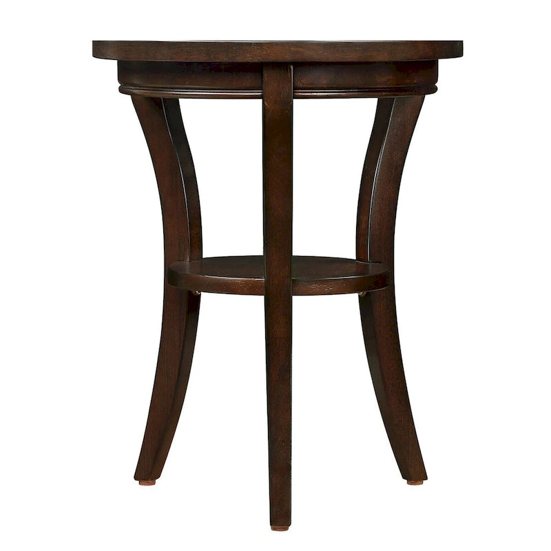 Table d'appoint ronde avec étagère ouverte - Table d'appoint compacte pour salon et chambre à coucher (Espresso)