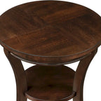 Table d'appoint ronde avec étagère ouverte - Table d'appoint compacte pour salon et chambre à coucher (Espresso)