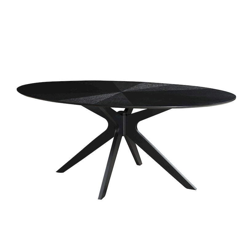 Table de salle à manger ovale avec plateau en placage de bois