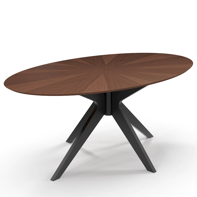 Table de salle à manger ovale avec plateau en placage de bois
