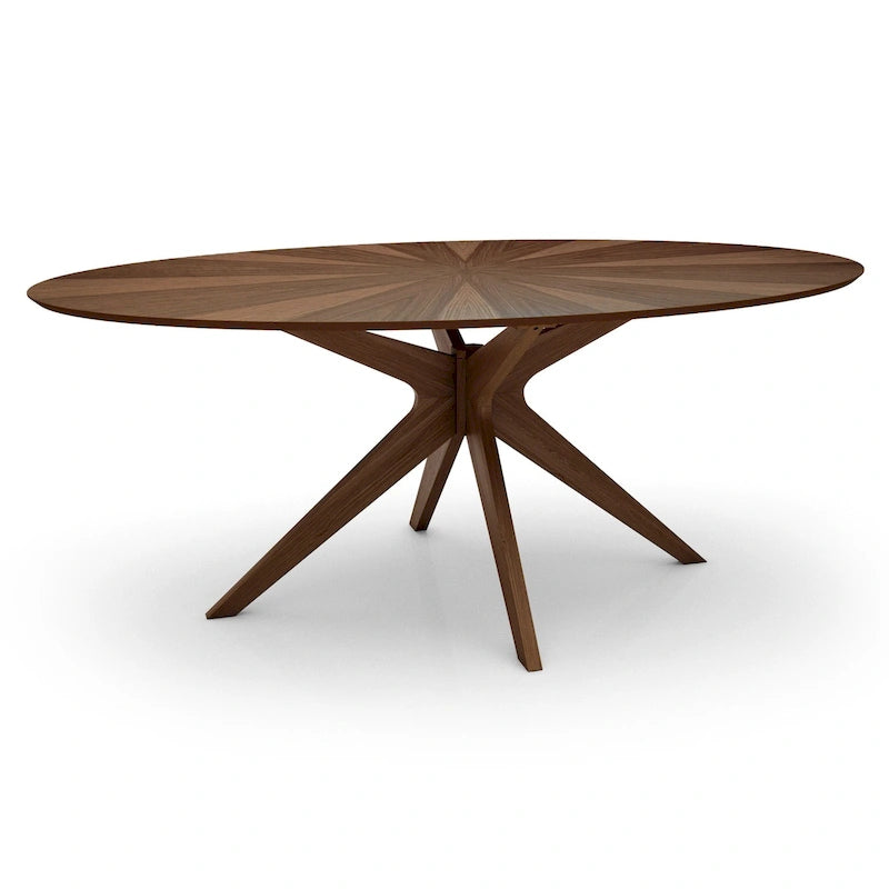 Table de salle à manger ovale avec plateau en placage de bois