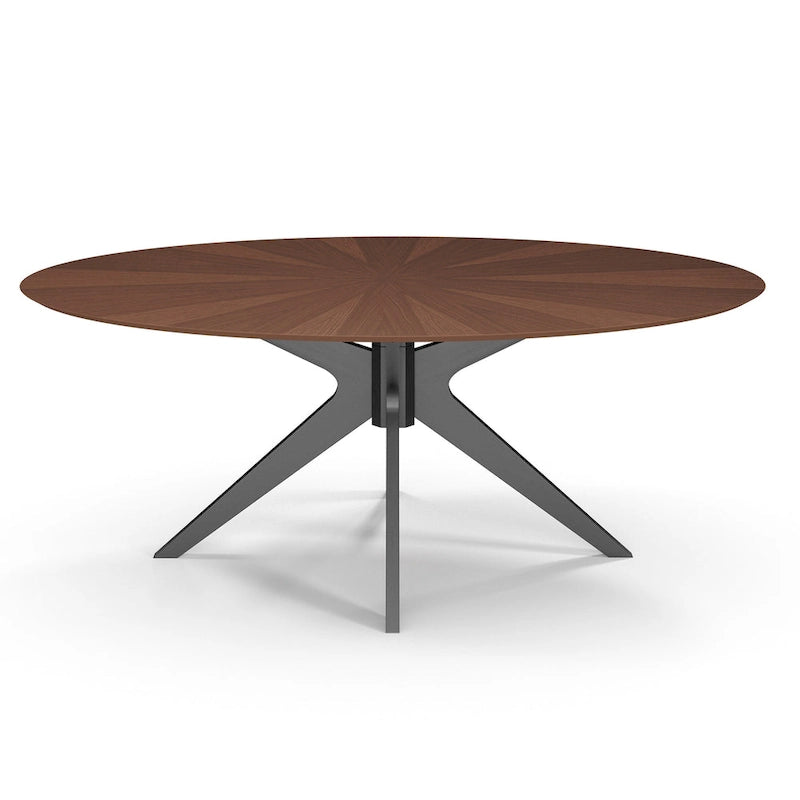 Table de salle à manger ovale avec plateau en placage de bois