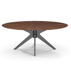 Table de salle à manger ovale avec plateau en placage de bois