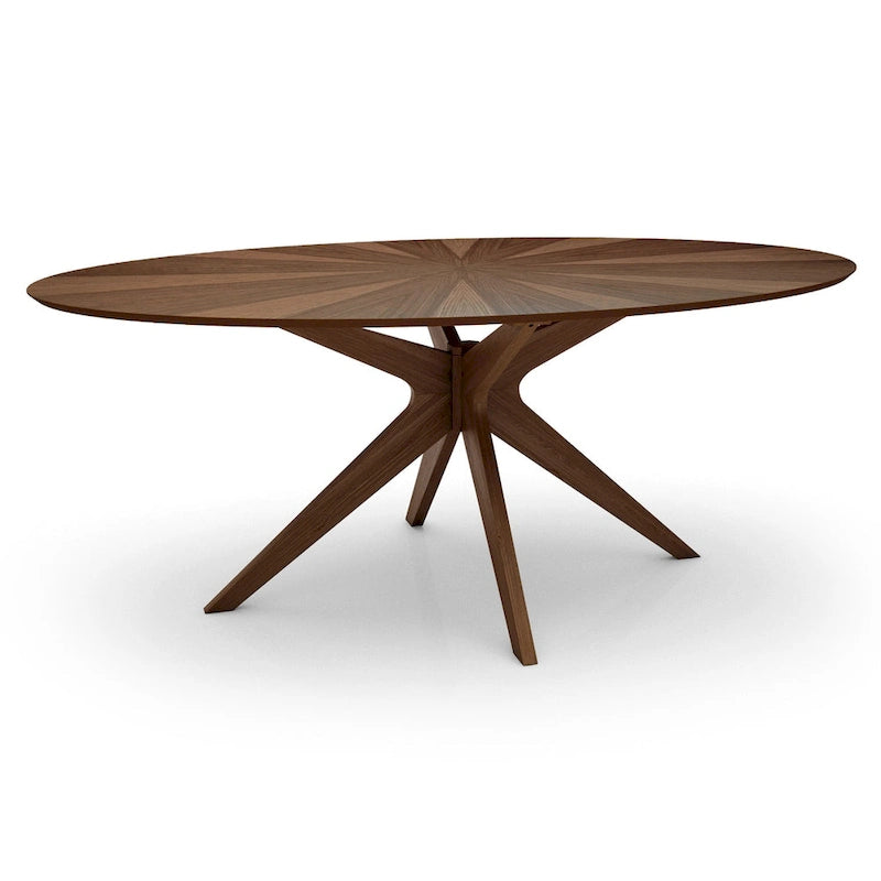 Table de salle à manger ovale avec plateau en placage de bois